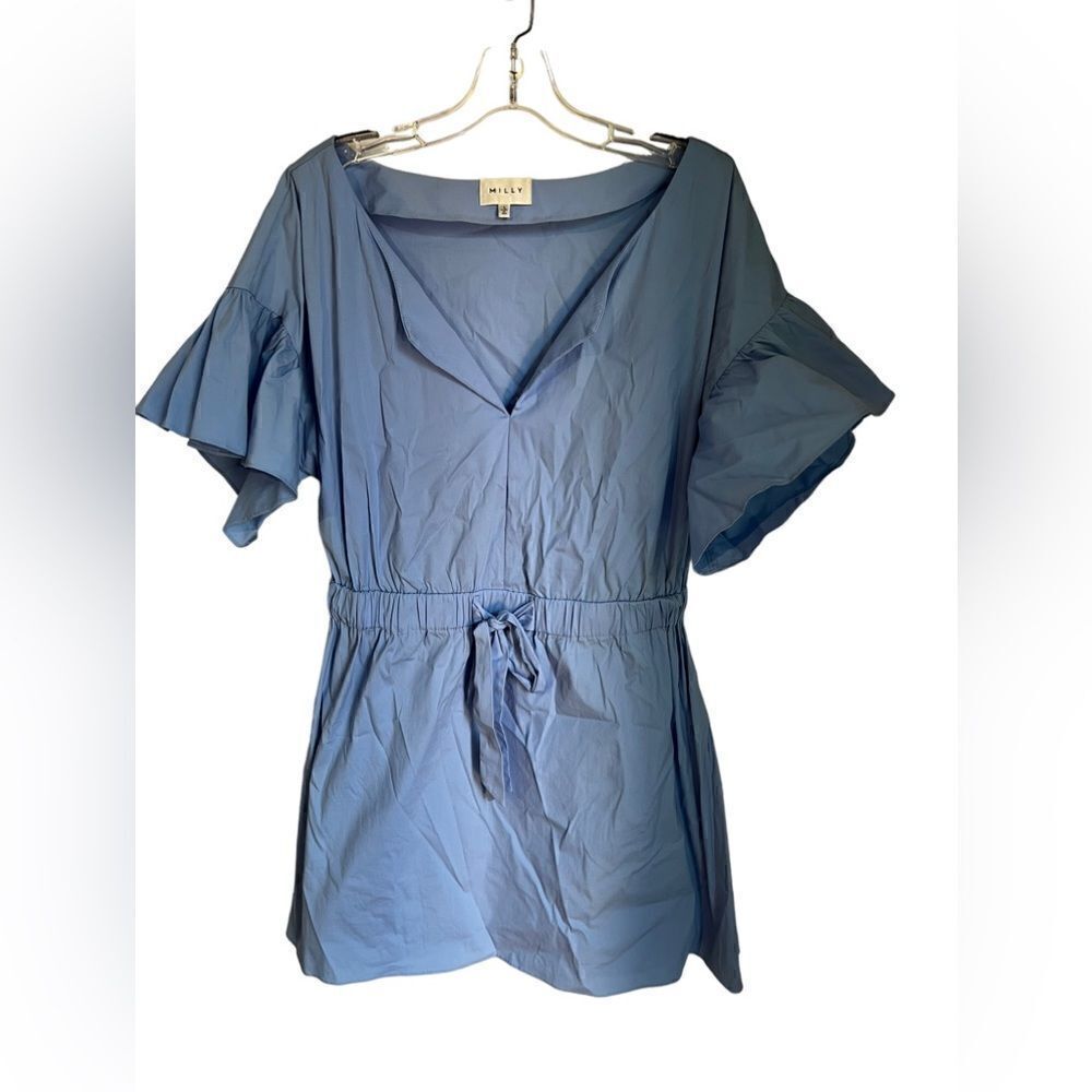 Milly Sky Blue Mini Dress with Ruffle Sleeves